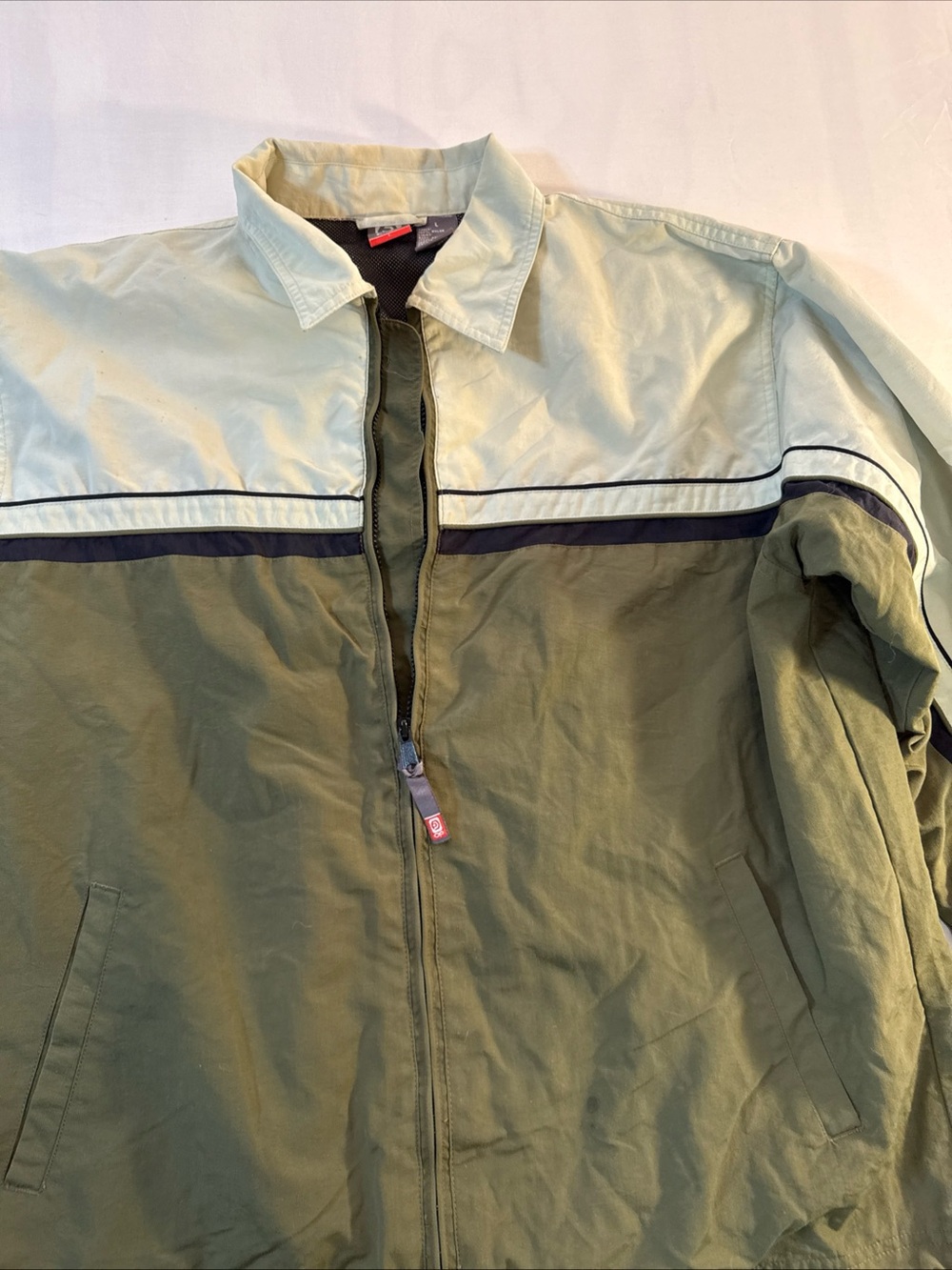 OP Olive & Cream Colorblock Zip Windbreaker